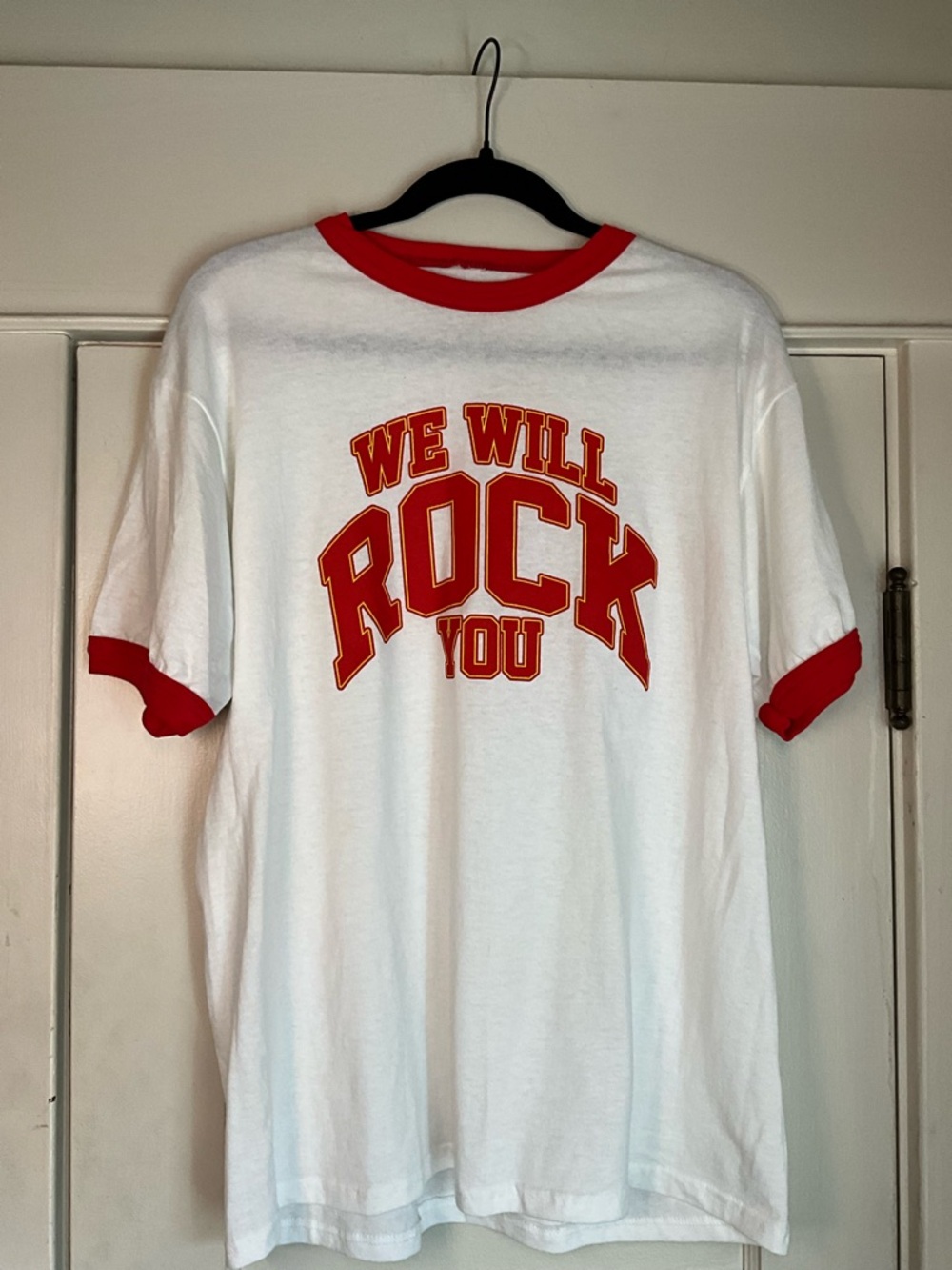 Queen Official Tour Merch We Will Rock You White Ringer Tee